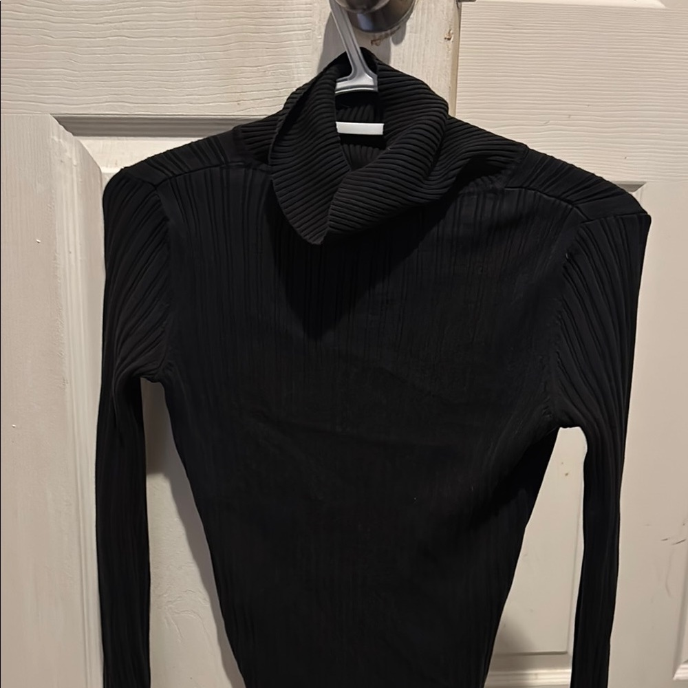 Cherokee Black Ribbed Turtleneck Sweater